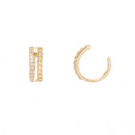 Piercing em Ouro 18k Argola Fio Duplo Bolinhas com Zircônias