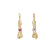 Pingente Talismã Proteção Figa Bicolor com 1 Rubi 