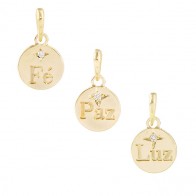 Pingente em Ouro 18k Talismã Dizeres Polido com 1 Brilhante