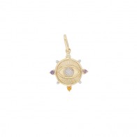 Pingente Heaven Bicolor Olho Grego com Ametista, Citrino,Rodolita e Peridoto