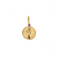 Pingente em Ouro 18k Aurea Camafeu com 1 Rodolita