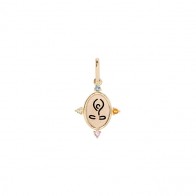 Pingente em Ouro 18k Zen Yoga Padmasana Fosco/Polido com Pedras Naturais