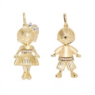 Pingente em Ouro 18k Baby Love Bicolor com 6 Brilhantes