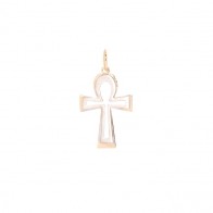 Pingente em Ouro 18k Syn Cruz Ansata Bicolor Fosco/Polido