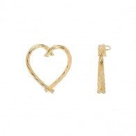 Pingente em Ouro 18k Coração Oco Vazado Fio Torcido 2.80mm Diâmetro 32mX16m