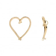 Pingente em Ouro 18k Coração Oco Vazado Fio Quadrado 3.00mm Diâmetro 40mX16m