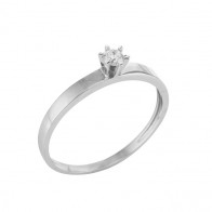 Anel branco solitário com Diamante