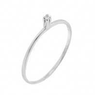 Anel Solitário Branco Com Brilhante 2 Pontos