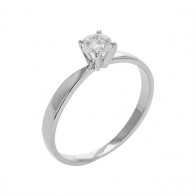 Anel em Ouro Branco 18k Solitário com Diamante 30 Pontos