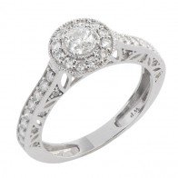 Anel Solitário White Voile Blanc 1 Diamante 30 Pontos Aro com 44 Diamantes