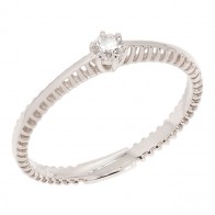 Anel em Ouro Branco 18k Solitário Facine com 1 Diamante 10 Pontos