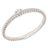 Anel em Ouro Branco 18k Solitário Facine com 1 Diamante 5 Pontos