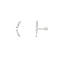 Piercing em Ouro Branco 18k Ear Cuff com Zircônias Brancas Degradês