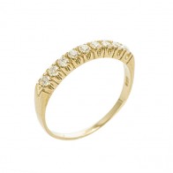 Meia Aliança Ouro com 9 Diamantes 3 pontos cada
