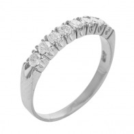 Meia Aliança Branca com 8 Diamantes 5 Pontos