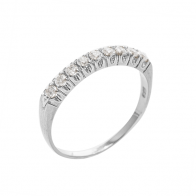 Meia Aliança Ouro 18K Branco Com Brilhantes