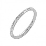 Aliança Inteira Ouro Branco Com Zircônias