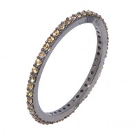 Aliança Negra Inteira com 44 Safiras Amarelas