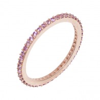 Aliança Rosé Inteira com 44 Safiras Rosas