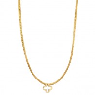 Gargantilha Em Ouro 18k Choker Fio Cetim Com Pingente Trevo