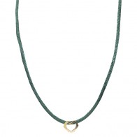 Gargantilha Em Ouro 18k Choker Fio Cetim Com Pingente Coração