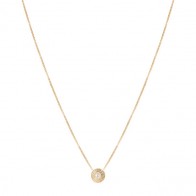 Gargantilha em Ouro 18k Redonda Chanfrada com 1 Diamante 2 Pontos