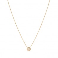 Gargantilha em Ouro 18k Redonda Chanfrada com 1 Diamante 4 Pontos