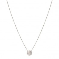 Gargantilha em Ouro Branco 18k Redonda Chanfrada com 1 Diamante 6 Pontos