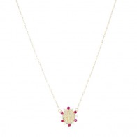 Gargantilha Milagrosa Nossa Sra. Das Graças Fosca com 6 Brilhantes e 6 Rubis