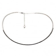 Gargantilha em Ouro Branco 18k Choker Riviera com 80 Diamantes Black de 0.80Cts  