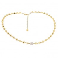 Gargantilha em Ouro 18k Choker Bolinhas Polidas com 55 Diamantes de 0.28Cts