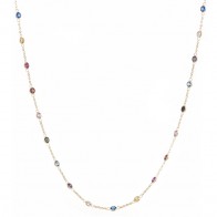 Gargantilha Elo Português com Zircônias Coloridas 3mm - 45cm    