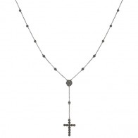 Gargantilha Negra Terço Serra do Cipó com 12 Diamantes