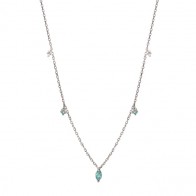 Gargantilha em Ouro Branco 18k Unik Turmalinas Paraiba e 2 Diamantes