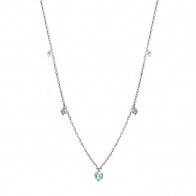 Gargantilha em Ouro Branco 18k Unik Navete com Turmalina Paraiba e 2 Diamantes