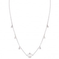 Gargantilha em Ouro Branco 18k Coroa Polida com 10 Brilhantes