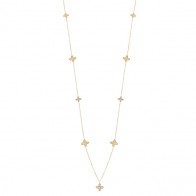 Gargantilha em Ouro 18k 70cm Flozinhas com 32 Brilhantes  