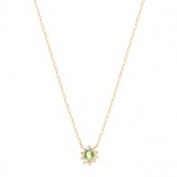 Gargantilha em Ouro 18k Chuveiro com 1 Alexandrita Oval 4x3mm e 10 Diamantes