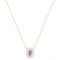 Gargantilha em Ouro 18k Chuveiro Oval com 1 Tanzanita 6x4mm 0.49cts com 28 Diamantes 0.41cts