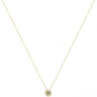 Gargantilha em Ouro 18k Chuveiro Redondo com 1 Safira Verde 4mm 0.36Cts com 16 Diamantes 0.08Cts