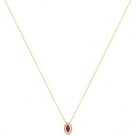 Gargantilha em Ouro 18k Chuveiro Navete com 1 Rubi 6x3mm 0.24Cts com 20 Diamantes 0.09Cts