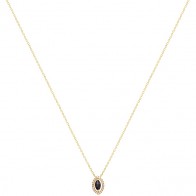 Gargantilha em Ouro 18k Chuveiro Navete com 1 Safira 6x3mm 0.30Cts com 20 Diamantes 0.09Cts