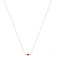 Gargantilha Em Ouro 18k Reta Com 1 Rubi De 0.09CTS Com 4 Diamantes De 0.09CTS