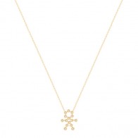 Gargantilha em Ouro 18k Menino Vazado com 15 Brilhantes 
