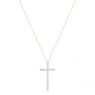 Gargantilha em Ouro Bicolor 18k Cruz Maleável com 19 Brilhantes 