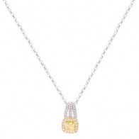 Gargantilha em Ouro Branco 18k Chuveiro com 1 Diamante Fancy Yellow e 33 Diamantes