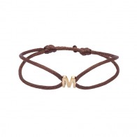 Pulseira em Ouro 18k Fio Cetim com Pingente Letra M Polido