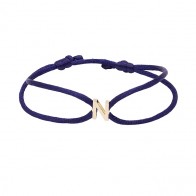Pulseira em Ouro 18k Fio Cetim com Pingente Letra N Polido