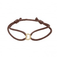Pulseira em Ouro 18k Fio Cetim com Pingente Letra D Polido