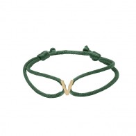 Pulseira em Ouro 18k Fio Cetim com Pingente Letra V Polido